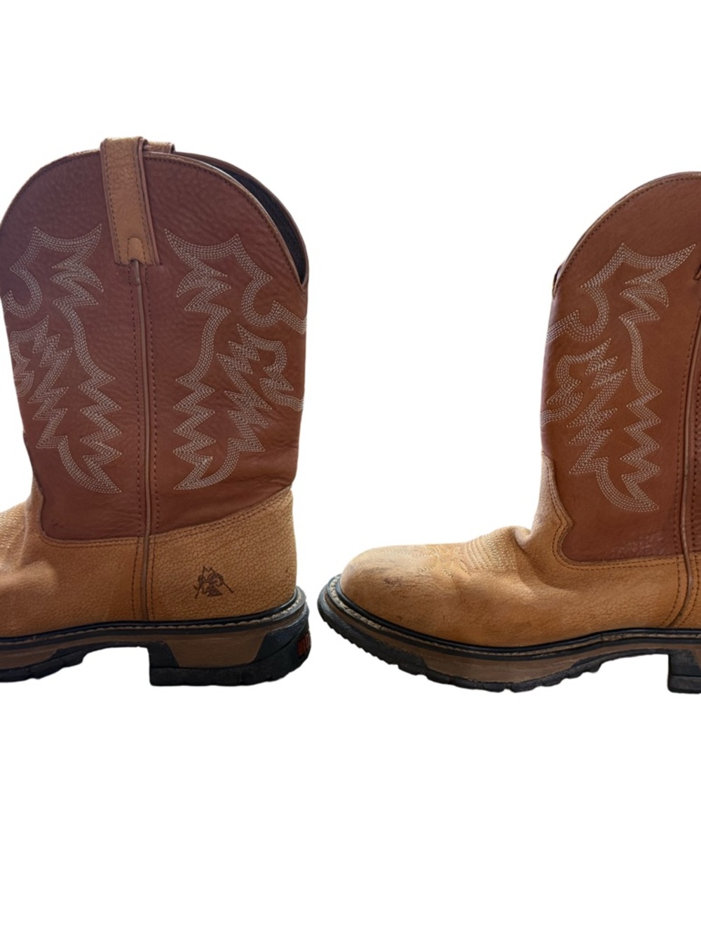 Rocky Two-Tone Brown and Tan Western Cowboy Boots - Picture 2 of 7